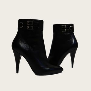 Saint Laurent Black Buckle Booties